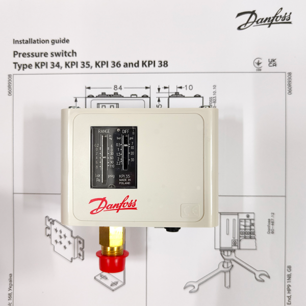 Công tắc áp suất Danfoss KPI35, Range -0.2 - 8bar - 060-121966 - Ảnh 2